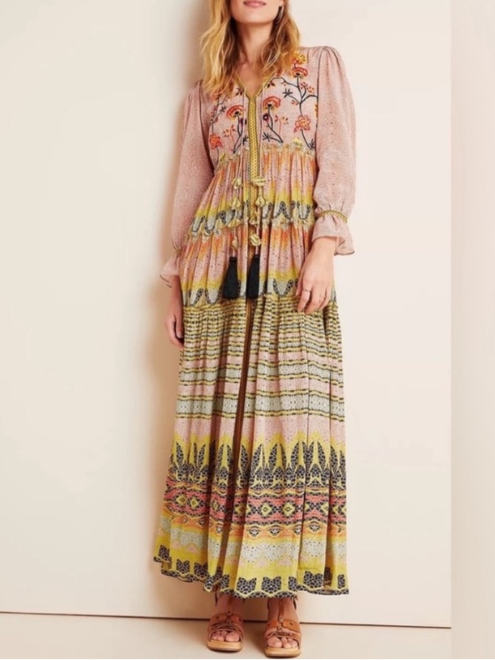 Anthropologie Bhanuni by Jyoti Bohemian Floral Maxi Dress